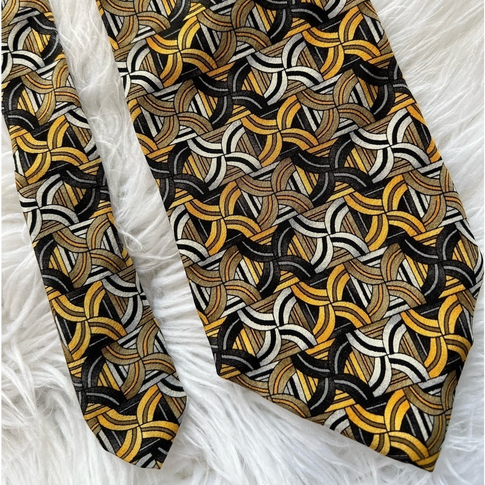 Vintage J. Garcia Gold Black Silk Tie 55”